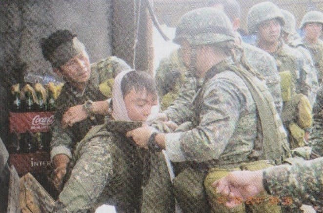 Marine corpsmen give first aid to the wounded warriors during the Marawi Siege